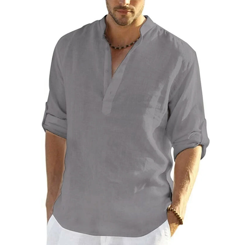VTime™ - Casual skjorta i bomull och linne för män
